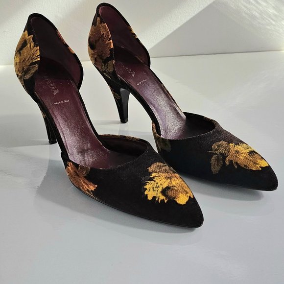 PRADA Suede Printed D'Orsay Pumps - Picture 3 of 10